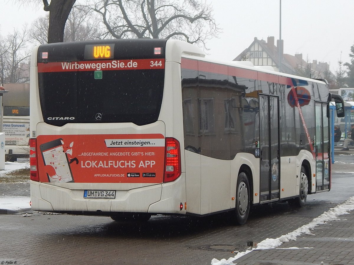 Mercedes Citaro III der Uckermärkische Verkehrs GmbH in Prenzlau am 07.03.2018