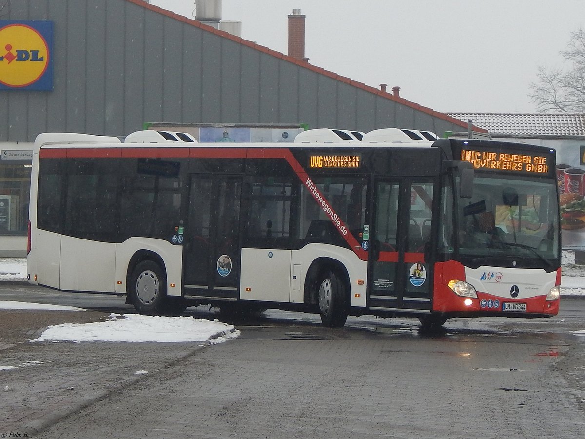 Mercedes Citaro III der Uckermärkische Verkehrs GmbH in Prenzlau am 07.03.2018