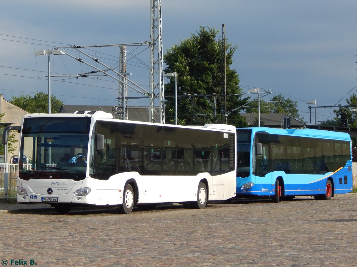 Mercedes Citaro III der VVG und Mercedes Citaro III von URB aus Deutschland in Pasewalk am 26.07.2016