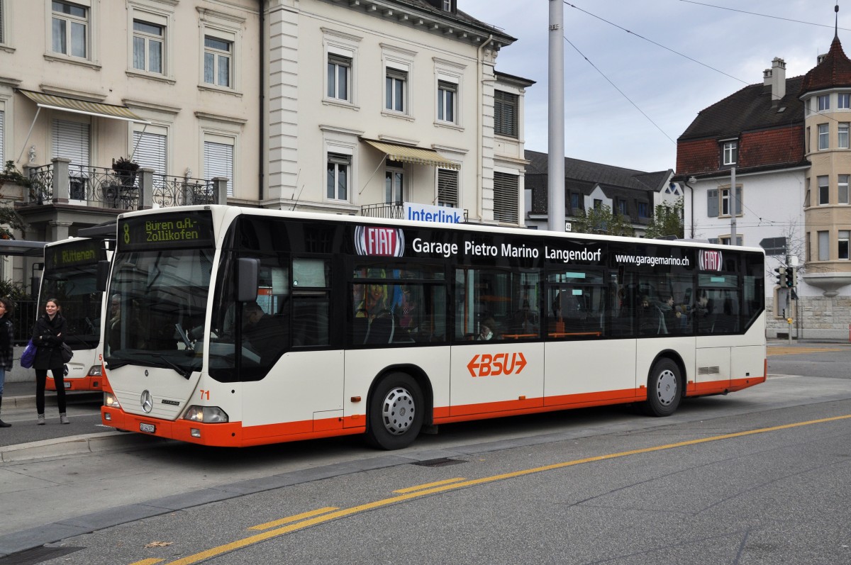 Mercedes Citaro mit der Betriebsnummer 71 auf der Linie 8 beim Bahnhof Soloturn. Die Aufnahme stammt vom 08.11.2012.