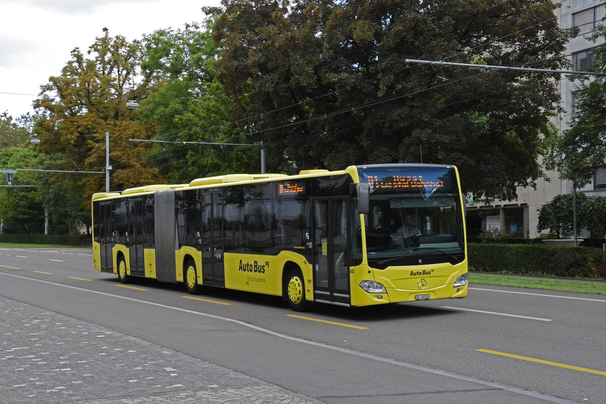Mercedes Citaro Nr. 80 der AAGL, auf der Linie 81, fährt zur Haltestelle am Aeschenplatz. Die Aufnahme stammt vom 23.08.2020.