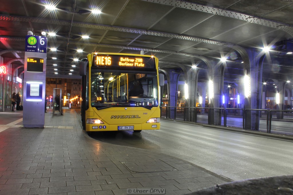 Mercedes Citaro O 530 Wagen 3105 (GE-RN 350) Am Hbf Essen Komment vom NE16 Aus Bottrop

01.12.2014