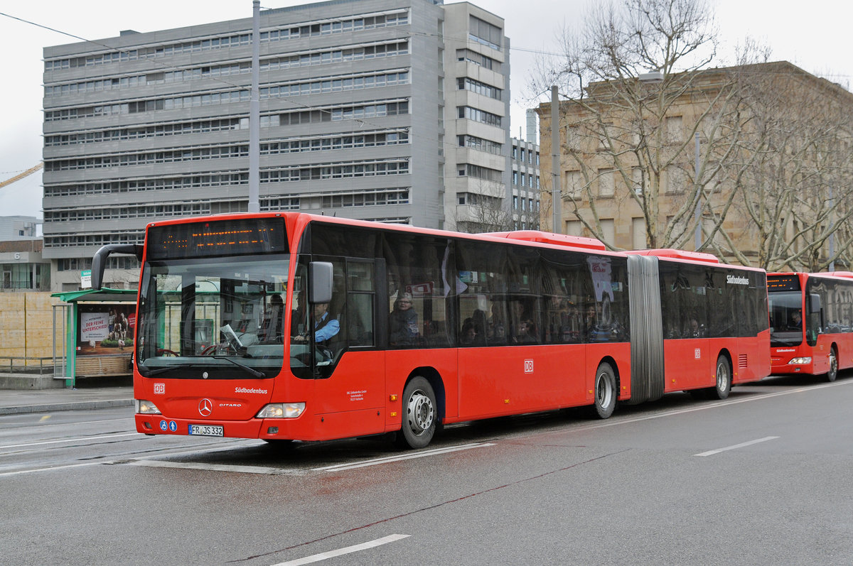 Mercedes Citaro von Südbadenbus,fährt als Eisenbahnersatz zum Badischen Bahnhof. Die Aufnahme stammt vom 01.04.2018.