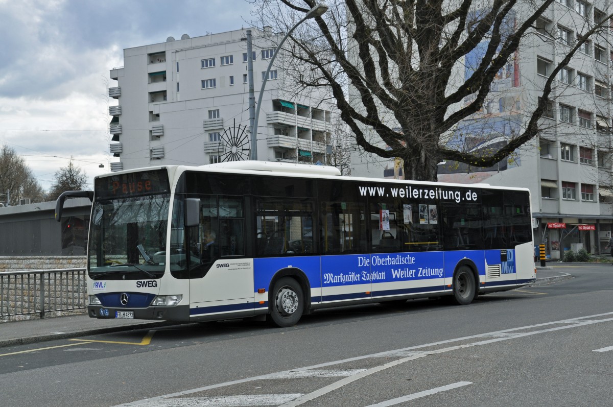 Mercedes Citaro von SWEG macht bei der Endstation der Linie 8 in Kleinhüningen Pause. Die Aufnahme stammt vom 13.12.2014.