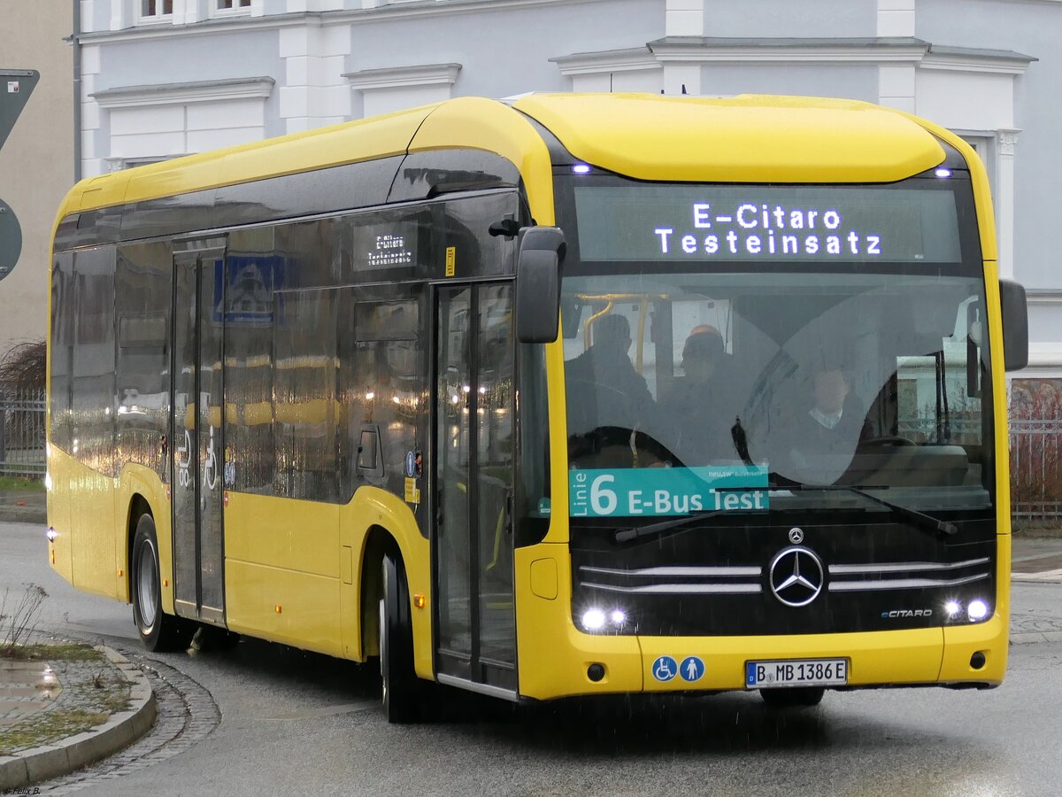 Mercedes eCitaro Vorführwagen zum Test bei den Neubrandenburger Verkehrsbetrieben in Neubrandenburg am 20.02.2020