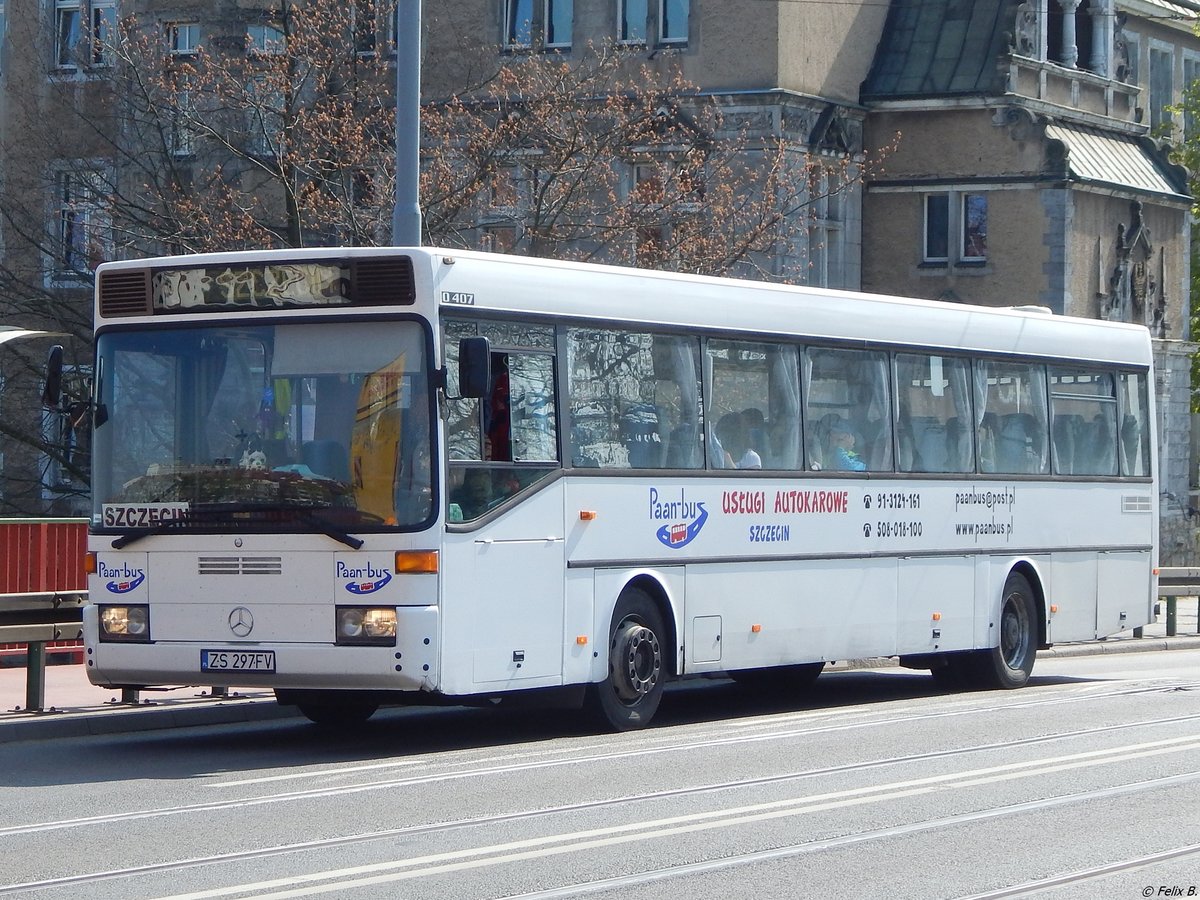 Mercedes O 407 von Paan-Bus aus Polen in Stettin am 18.04.2018
