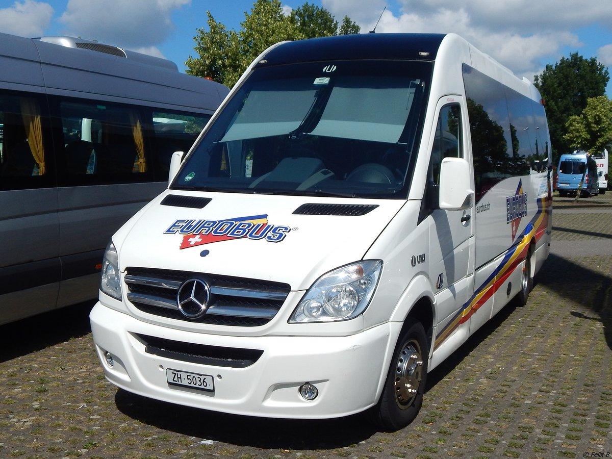Mercedes Sprinter von Eurobus aus der Schweiz am Europark Rust am 23.06.2018