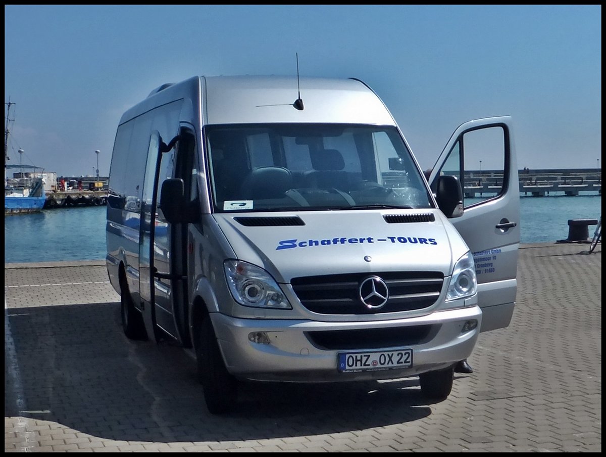 Mercedes Sprinter von Schaffert-Tours aus Deutschland im Stadthafen Sassnitz am 20.05.2014