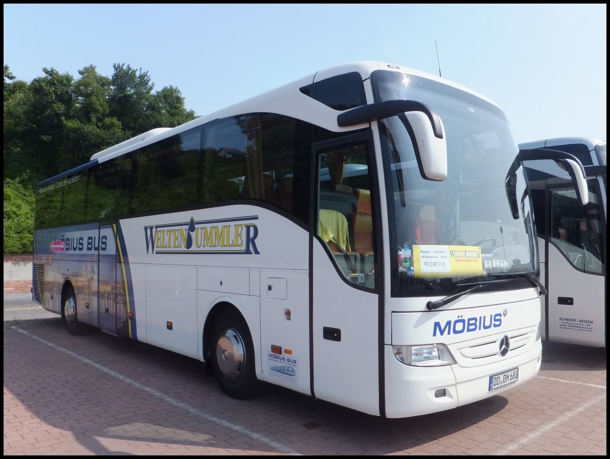 Mercedes Tourismo von Mbius/Weltenbummler aus Deutschland im Stadthafen Sassnitz am 09.07.2013