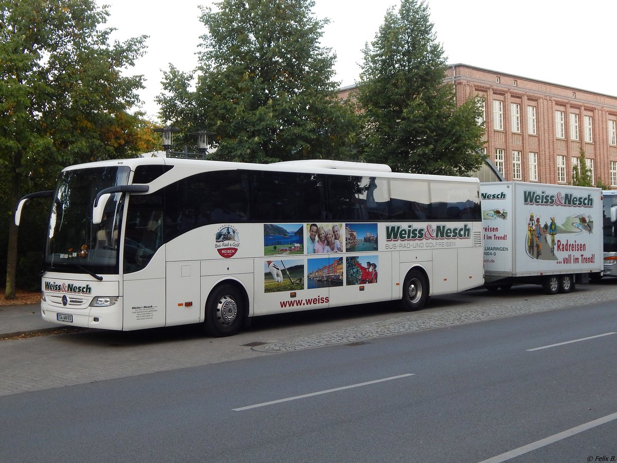 Mercedes Tourismo von Weiss & Nesch aus Deutschland mit Anhänger in Neubrandenburg am 18.08.2018