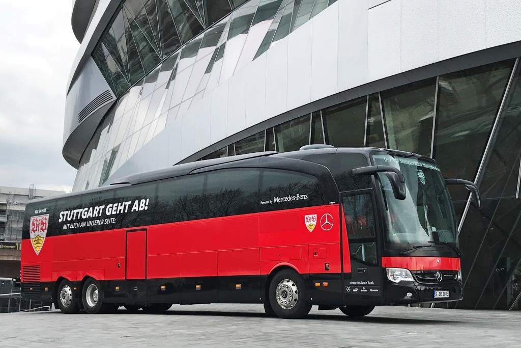 Mercedes Travego L  VfB Stuttgart , Stuttgart Februar 2019 (Foto: A. Hertzberg)