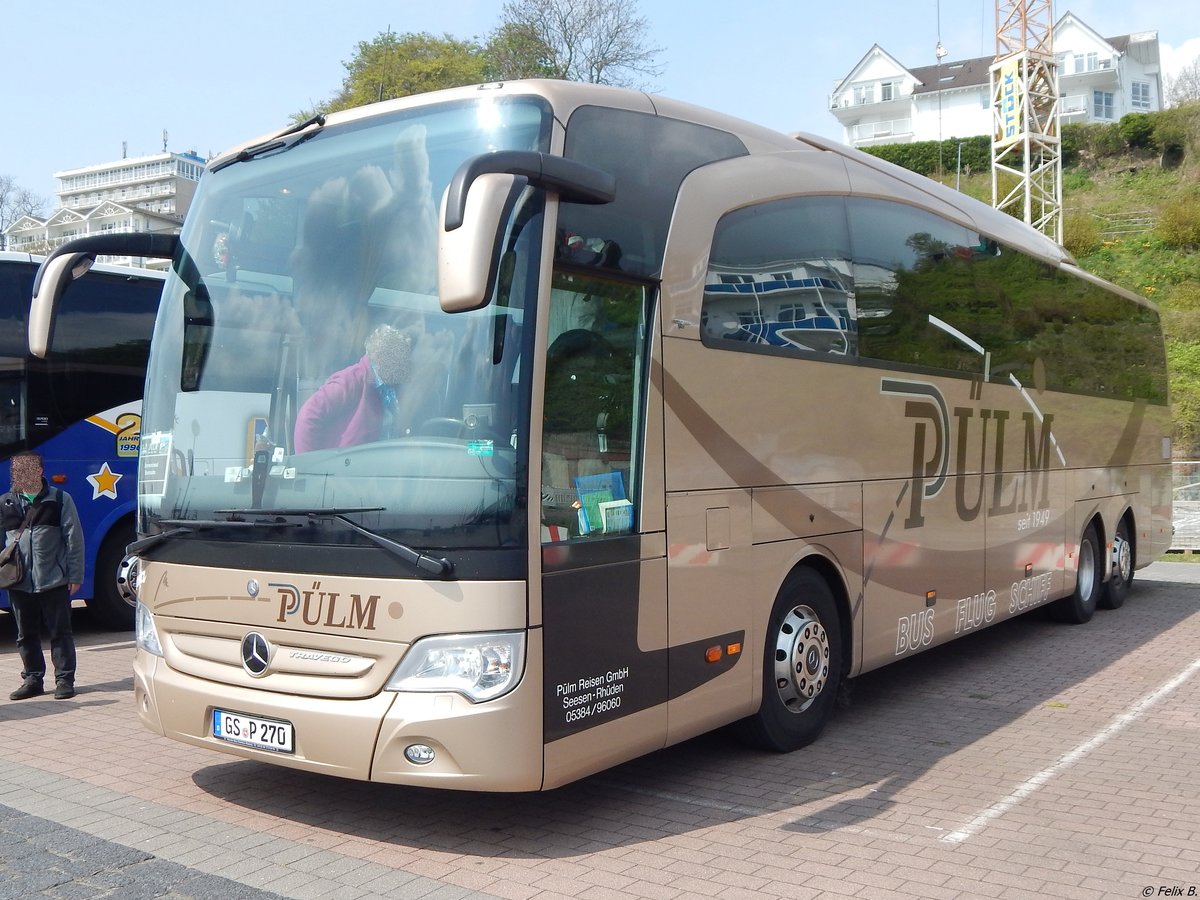 Mercedes Travego von Pülm aus Deutschland im Stadthafen Sassnitz am 03.05.2018