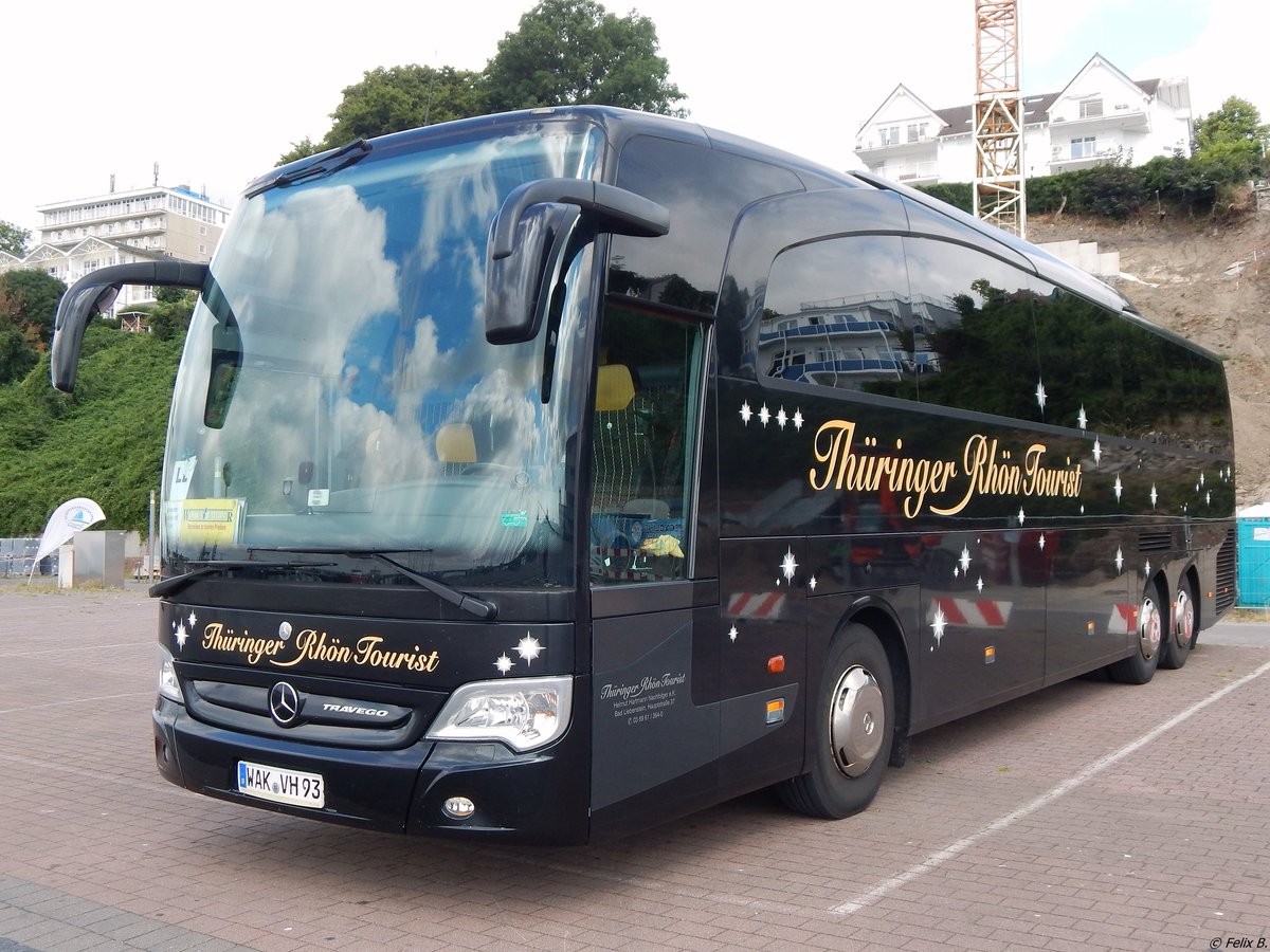 Mercedes Travego von Thüringer RhönTourist aus Deutschland im Stadthafen Sassnitz am 15.07.2018