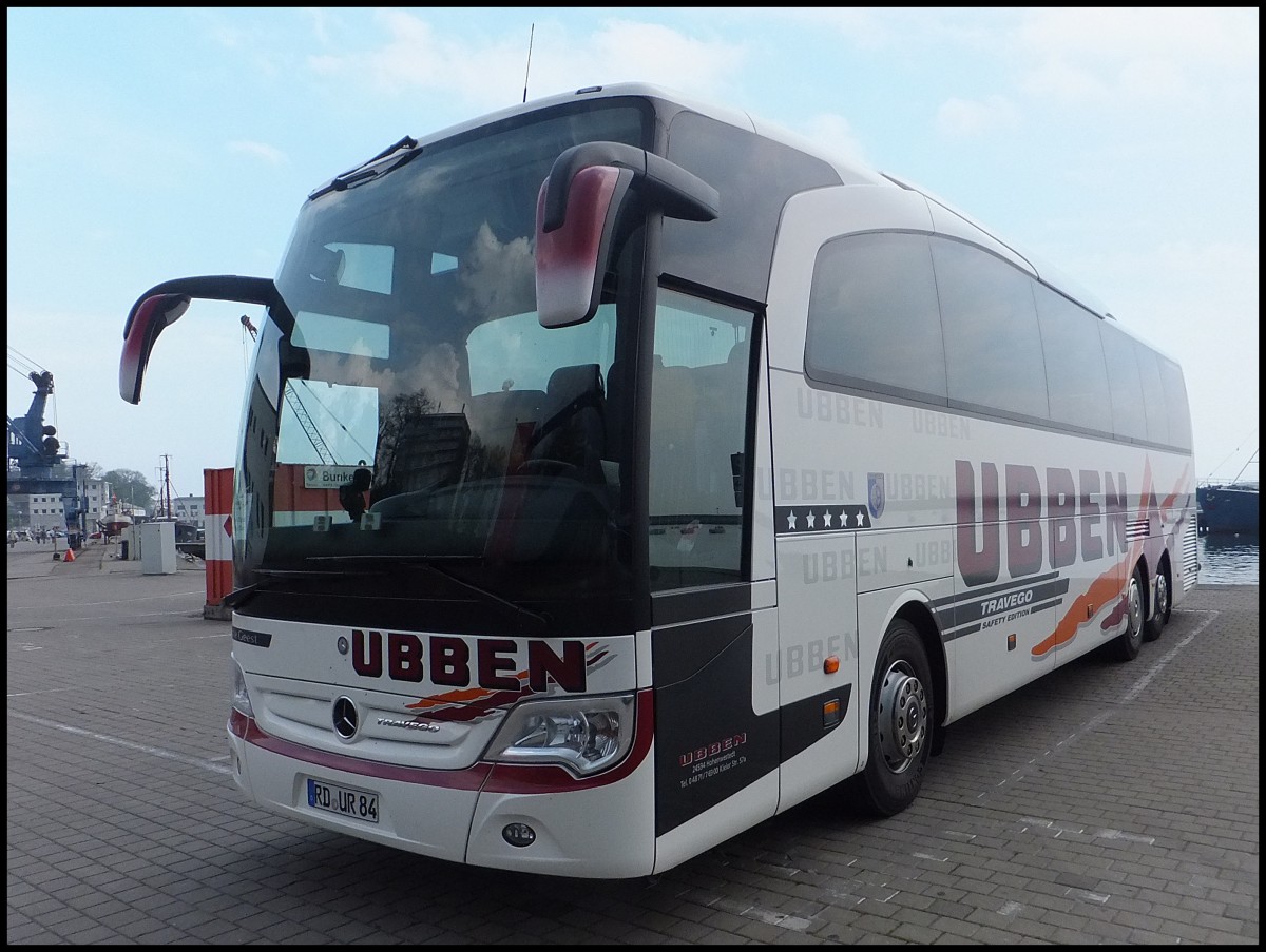 Mercedes Travego von Ubben aus Deutschland im Stadthafen Sassnitz am 09.05.2013