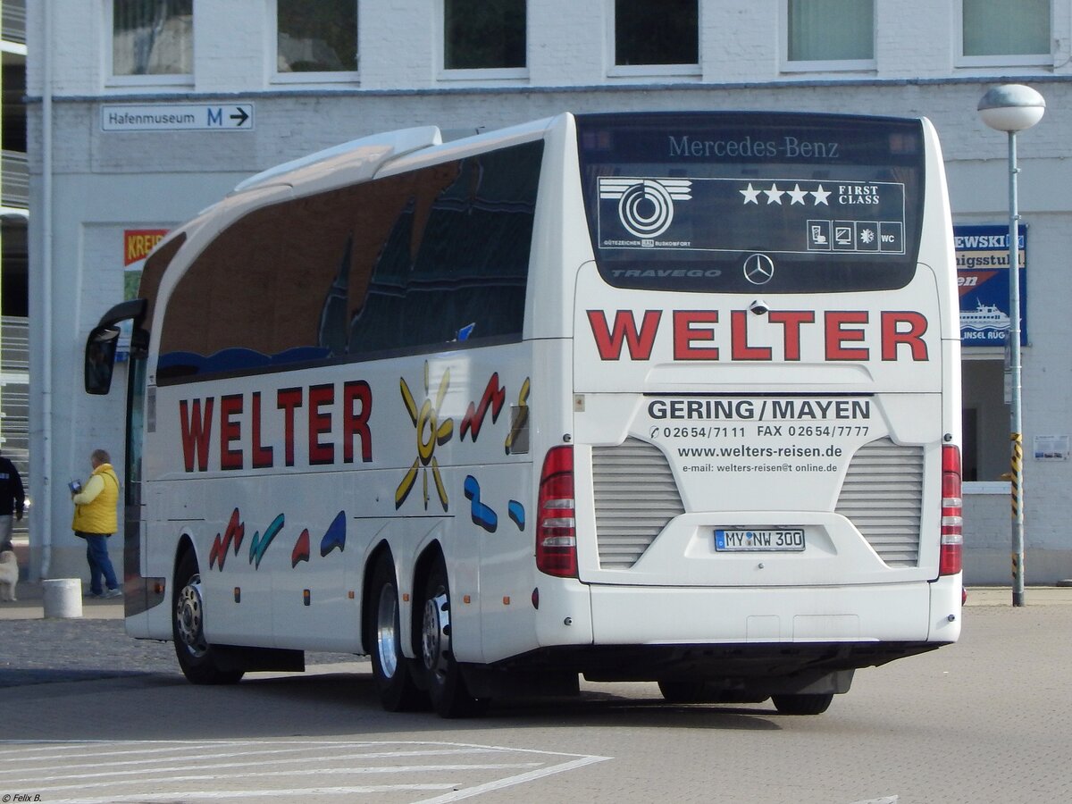 Mercedes Travego von Welter aus Deutschland im Stadthafen Sassnitz am 28.09.2019