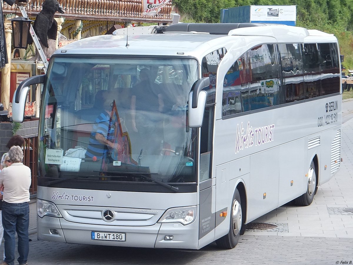 Mercedes Travego von Wörlitz Tourist aus Deutschland im Stadthafen Sassnitz am 12.07.2014