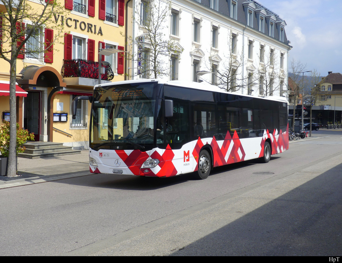 MOBIJU ( Postauto ) - Mercedes Citaro JU 43865 unterwegs in Delémont am 15.04.2022