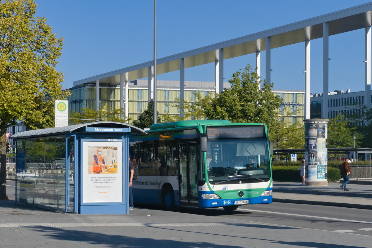 München: Mercedes-Benz Citaro Facelift (M-C 3806) als Linie 234 an der Haltestelle Messestadt West. Aufgenommen 2.9.2021.