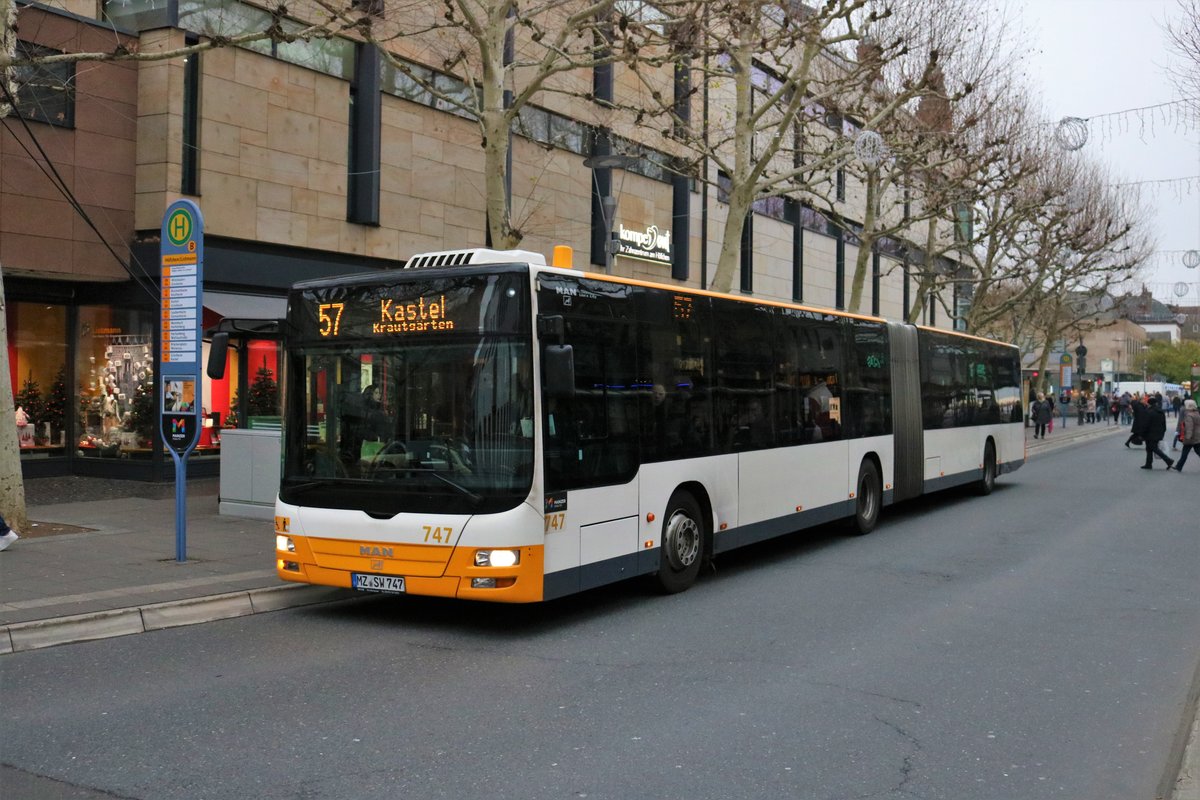 MVG MAN Lions City Wagen 747 am 28.12.18 in Mainz Höfchen
