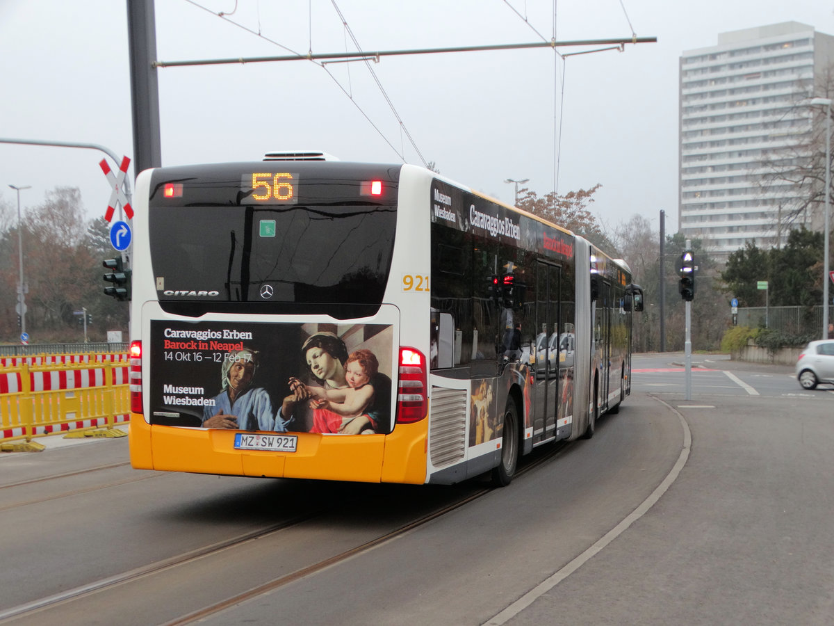 MVG Mercedes Benz Citaro 2 (Euro 6) G Wagen 921 am 17.12.16 in Mainz Universität