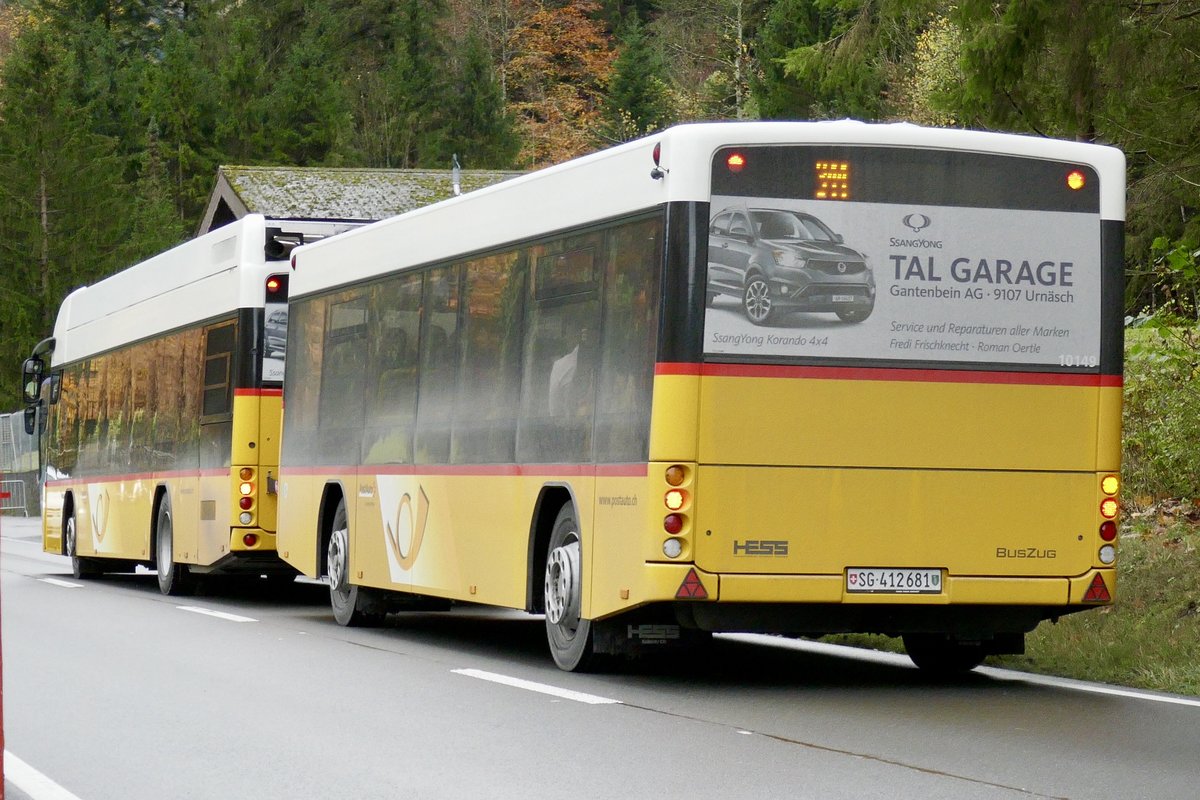 Nachschuss vom Hess Buszug  Säntis  aus Nesslau der am 2.11.19 als Bahnersatz nach Lauterbrunnen unterwegs ist.