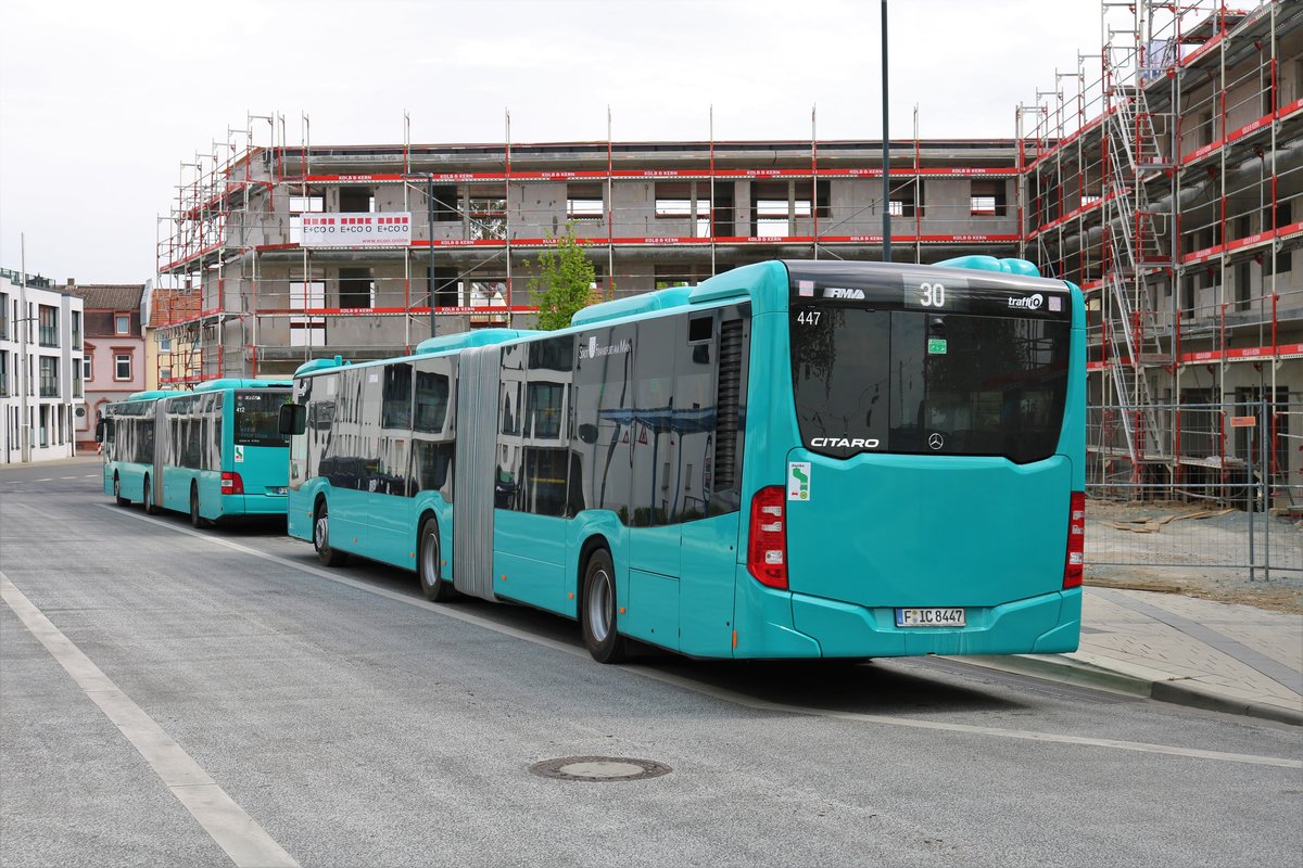 Nagelneuer ICB Mercedes Benz Citaro 2 G Wagen 447 am 18.04.20 in Bad Vilbel Bhf 
