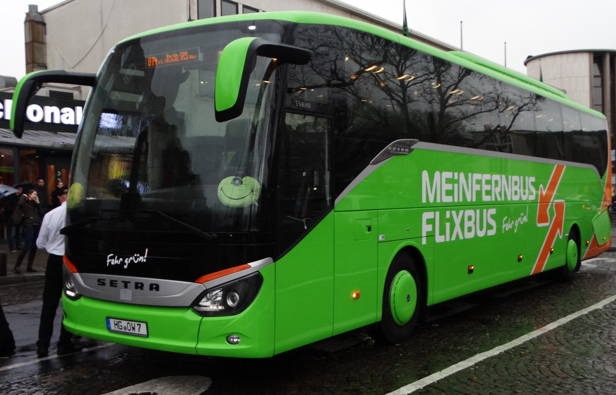 Nagelneuer MeinFernbus/Flixbus Setra Reisebus am 20.11.15 in Heidelberg Hbf  