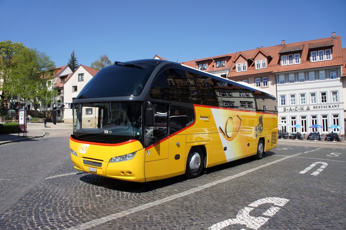 Neoplan Cityliner der PostAuto Schweiz AG. Aufgenommen am Bachhaus in Eisenach im Mai 2016.