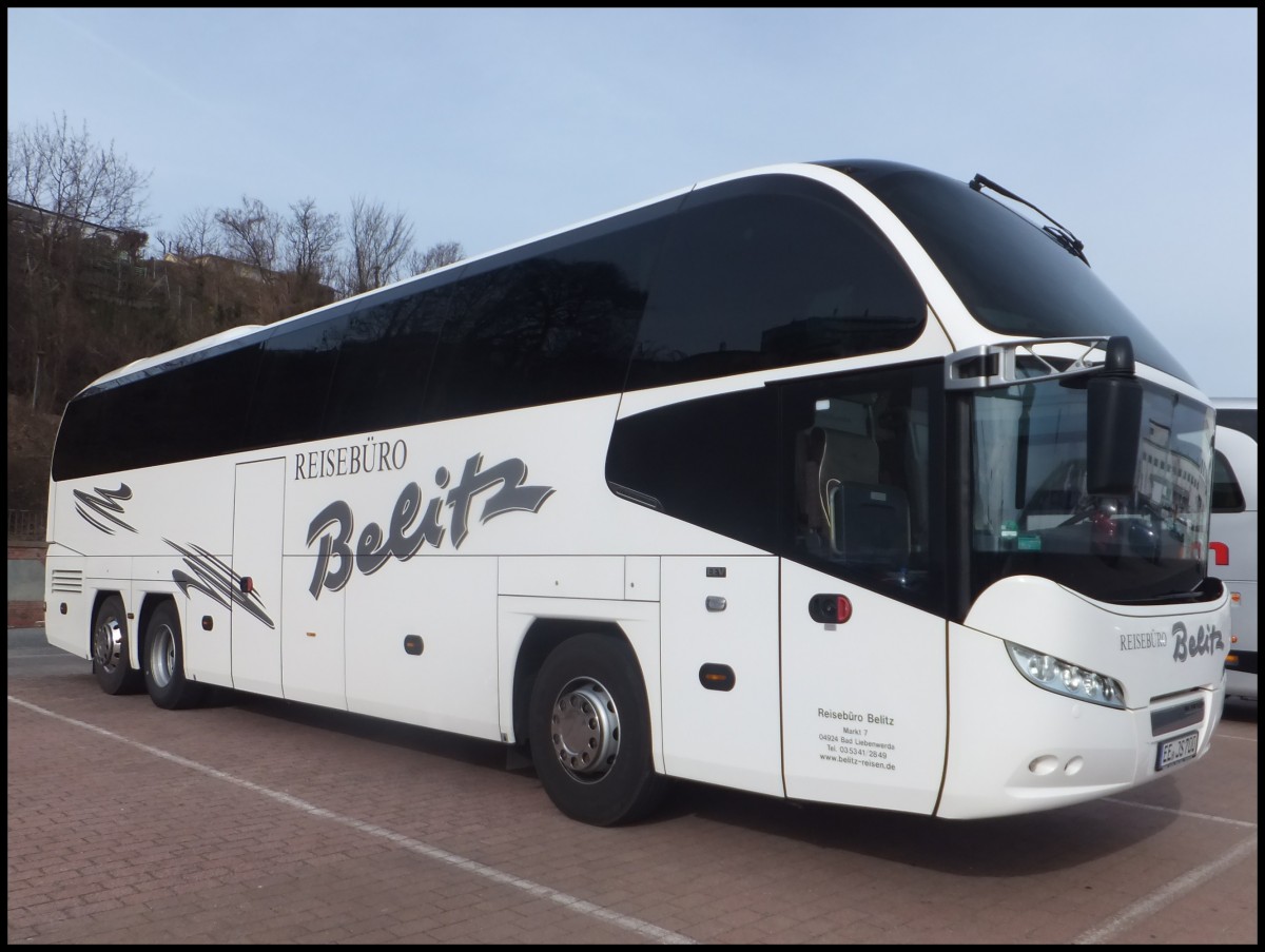 Neoplan Cityliner von Reisebro Belitz aus Deutschland im Stadthafen Sassnitz am 14.03.2014