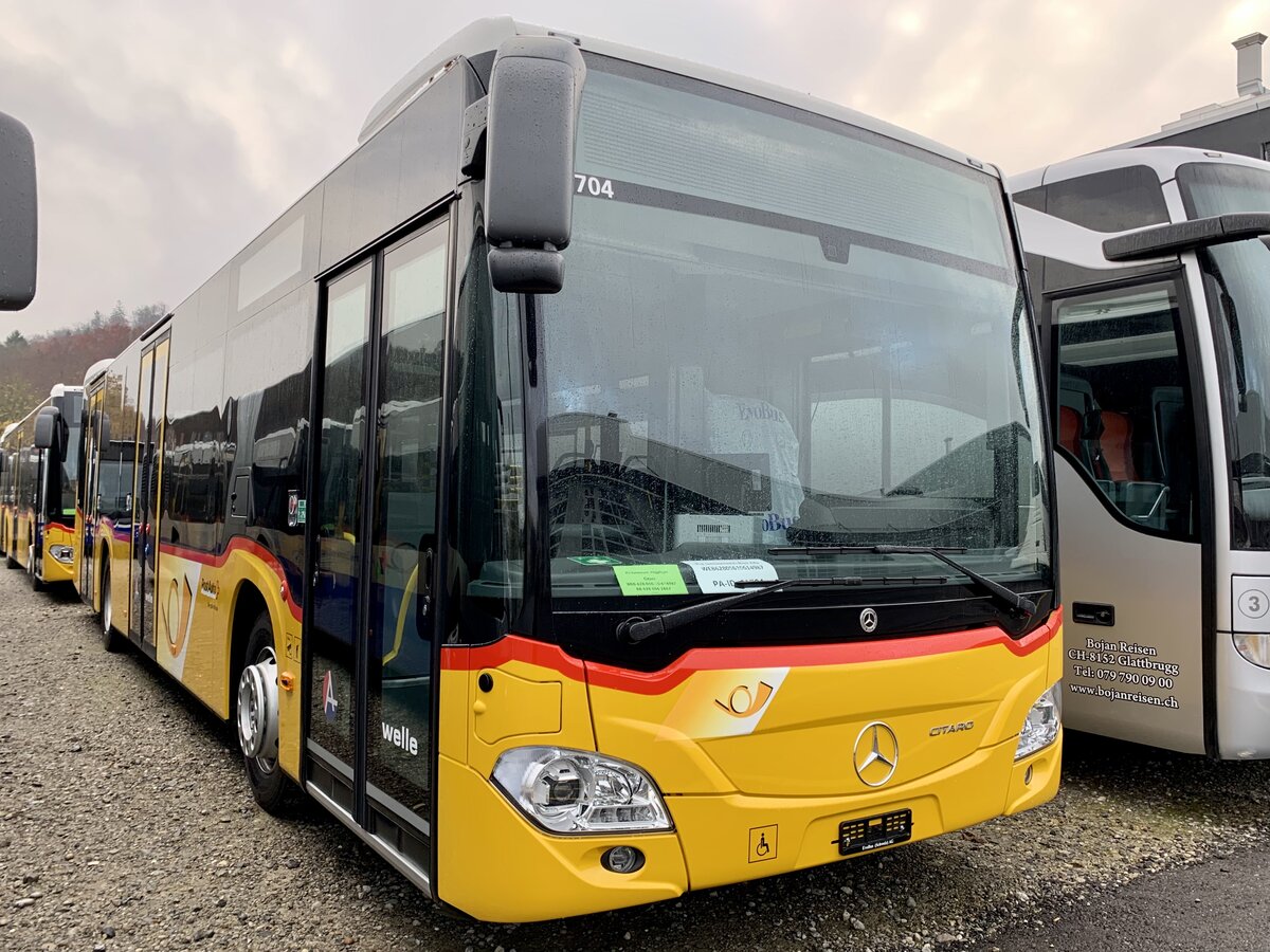 Neuer MB C2 hybrid '11704' für den PU Geissmann Bus, Hägglingen am 13.11.21 bei Evobus Winterthur.
