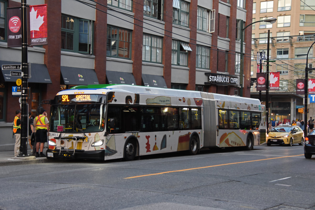 New Flyer Autobus B10811 unterwegs in Vancouver. Die Aufnahme stammt vom 04.08.2019.