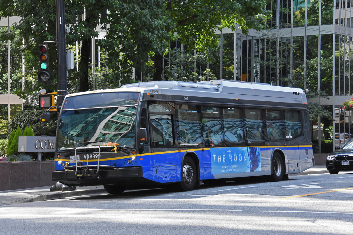 New Flyer Autobus V18399 unterwegs in Vancouver. Die Aufnahme stammt vom 05.08.2019.