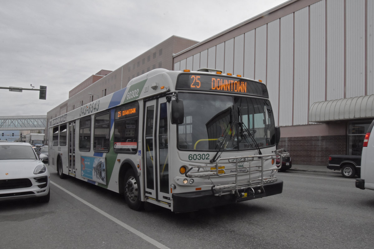 New Flyer Bus 60302 im Einsatz in Anchorage. Die Aufnahme stammt vom 15.08.2019.