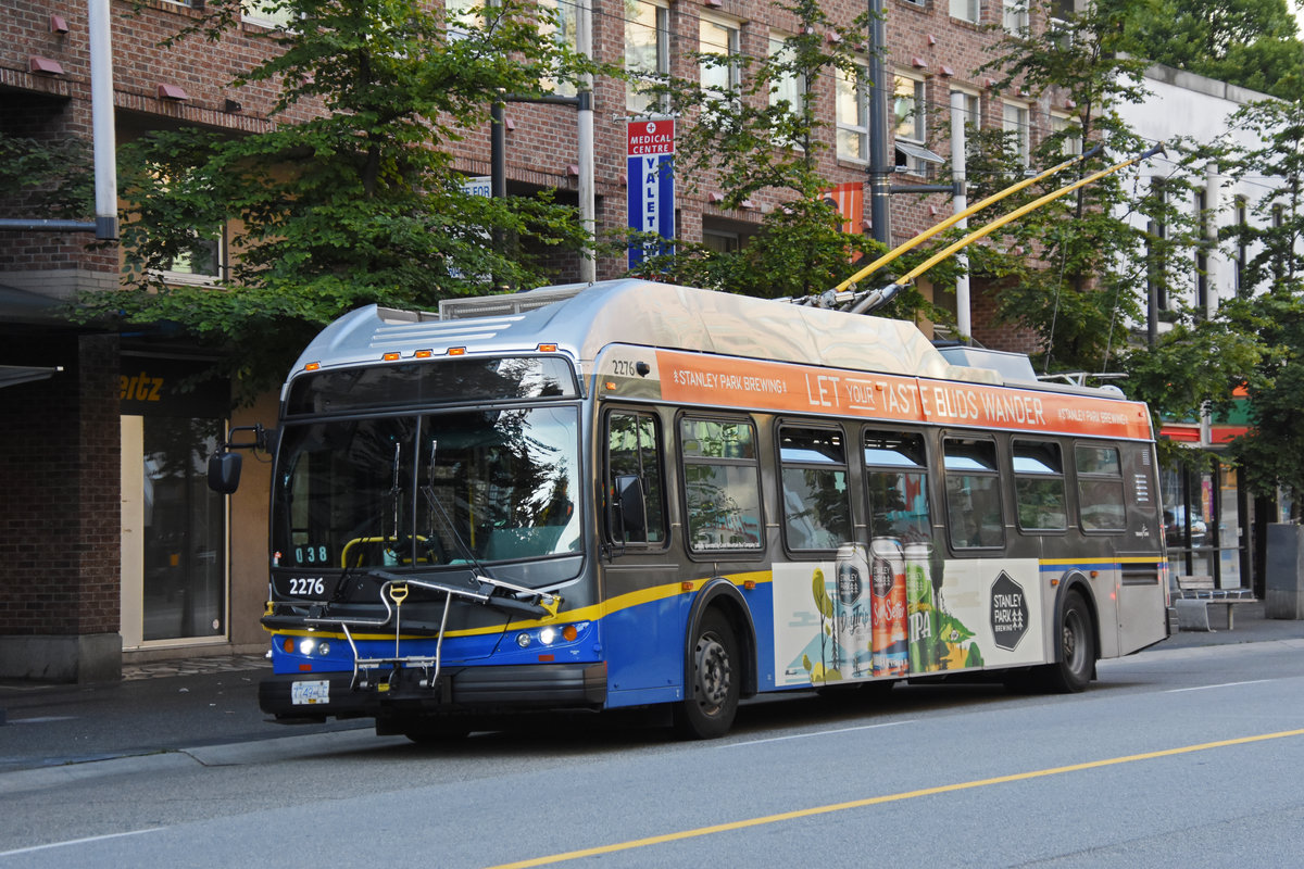 New Flyer Trolleybus E40LFR 2276 unterwegs in Vancouver. Die Aufnahme stammt vom 06.08.2019.