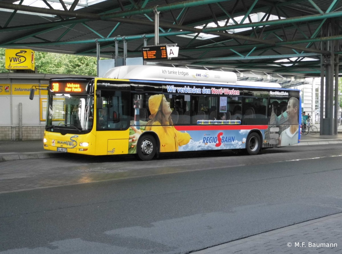 Nordbus Wg. 106 - MAN NÜ 313 CNG, ZOB am 15.08.15