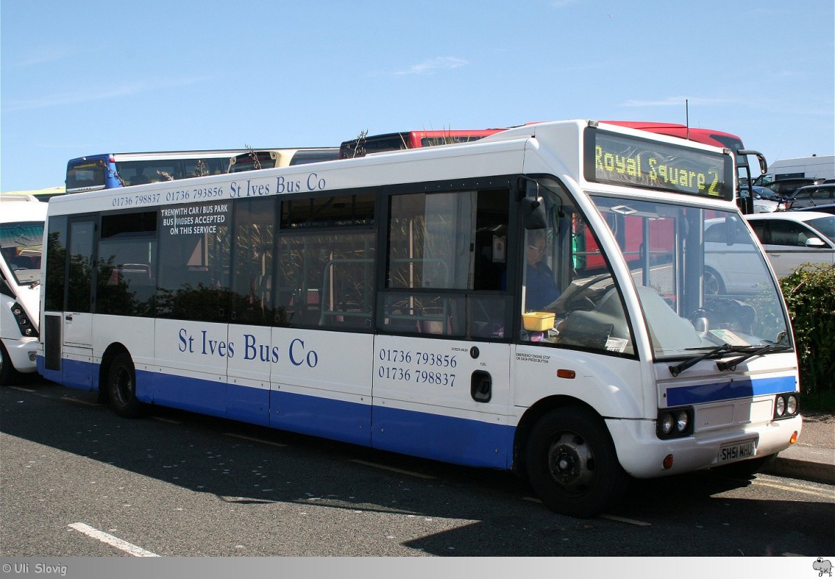 Optare Solo  St. Ives Bus Co . Aufgenommen am 7. August 2014 in St. Ives / England.