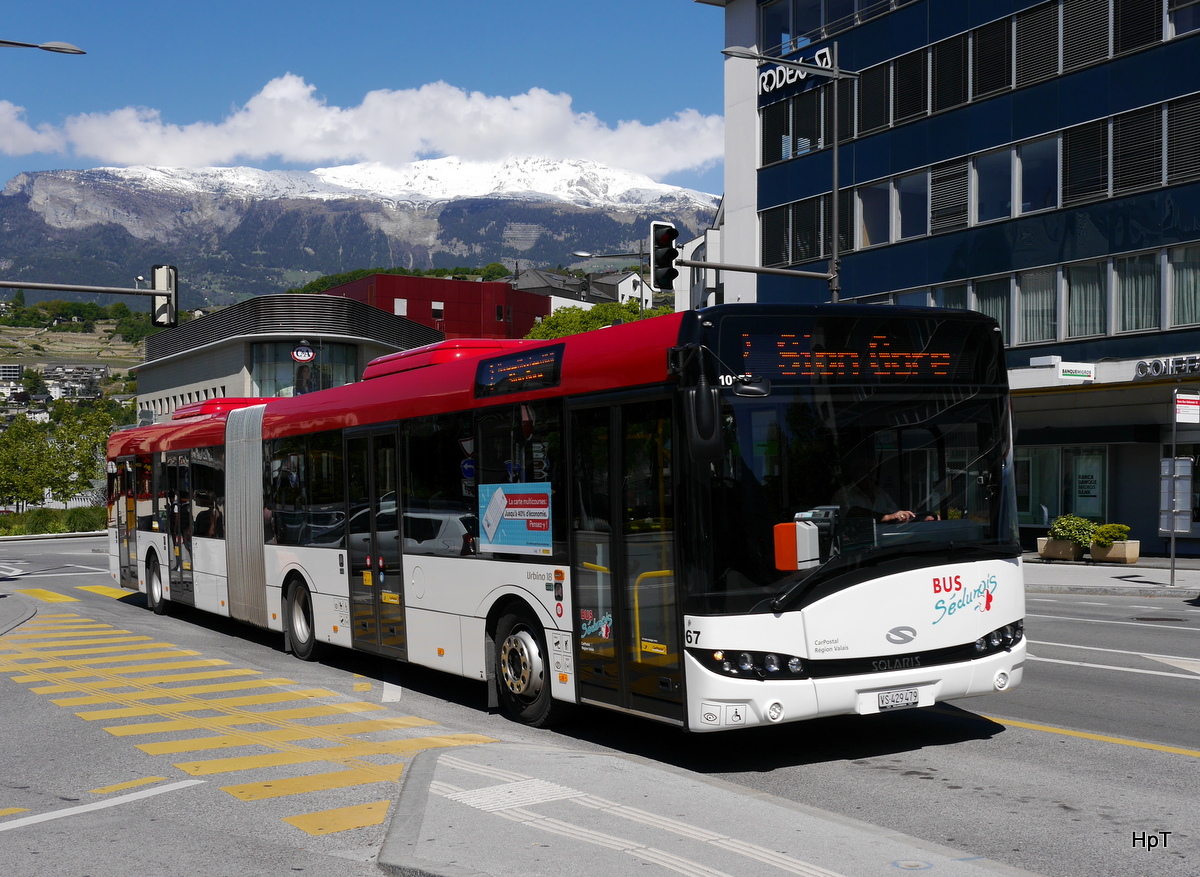 Ortsbus Sion / Postauto - Solaris  Nr.67  VS 429479 unterwegs auf der Linie 2 in Sion am 05.05.2017