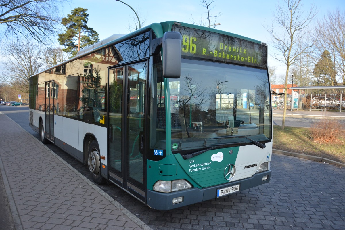 P-AV 904 auf der Linie 696 am Griebnitzsee in Potsdam. Aufgenommen am 12.02.2014.