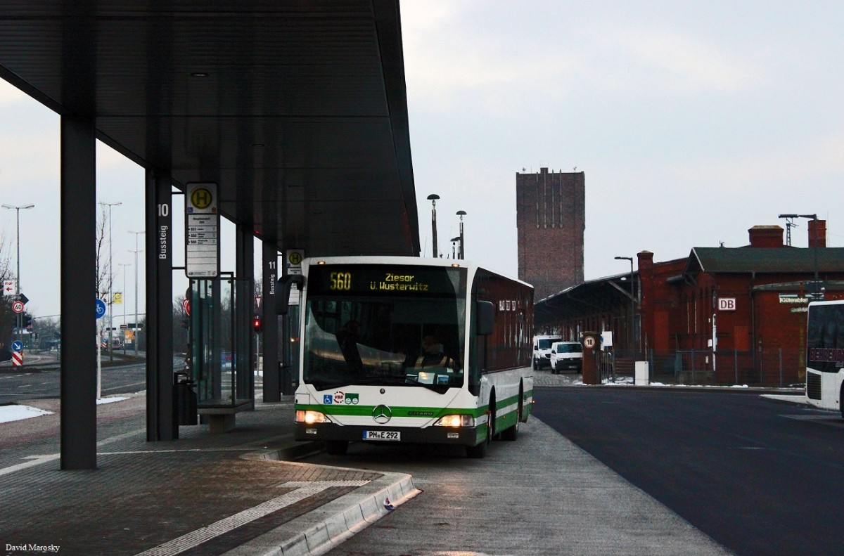PM-E 292 der VGBelzig (Citaro I Ü) am Brandenburger ZOB. 06.02.2015