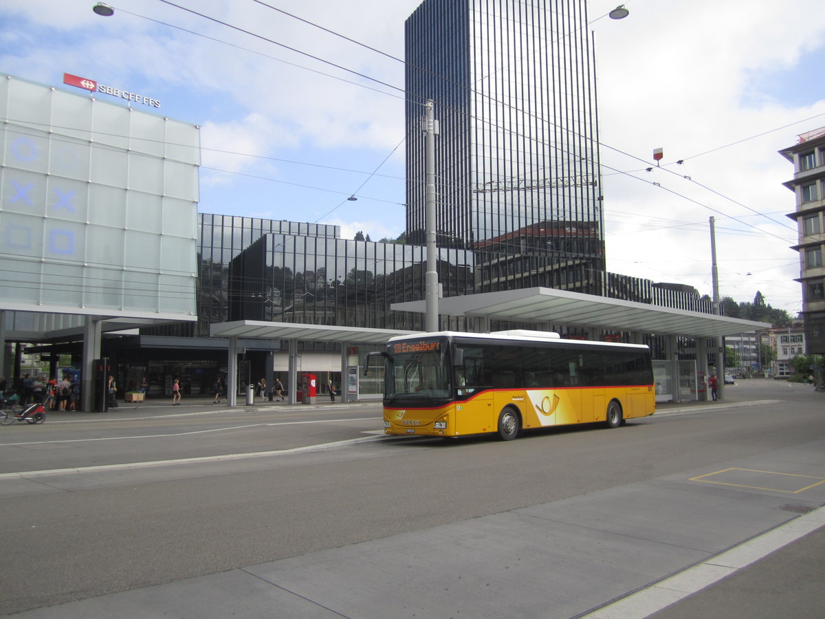 Postaauto/Regie Heiden AR 14853 (Iveco Irisbus Crossway 12LE) am 23.6.2019 beim Bhf. St.Gallen