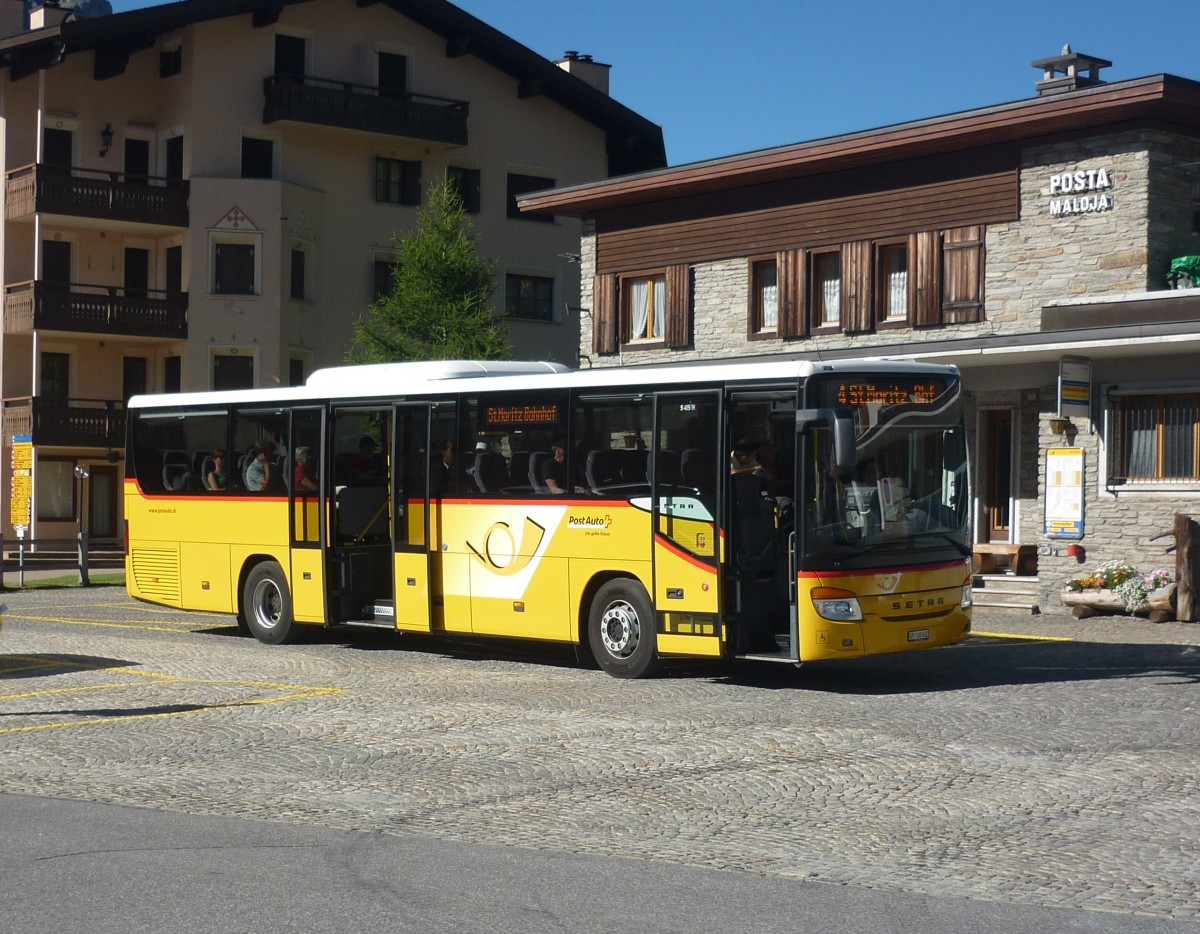 PostAuto Graubnden, 7000 Chur: Setra S 415 H GR 168'603, am 1. August 2013 bei 7516 Maloja Posta (GR) 

