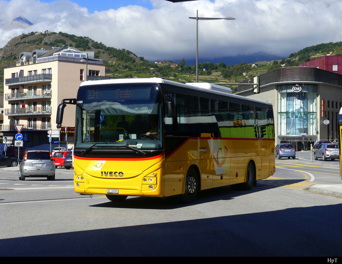 Postauto - Iveco Irisbus Crossway  VS  33101 unterwegs in Sion am 21.09.2021
