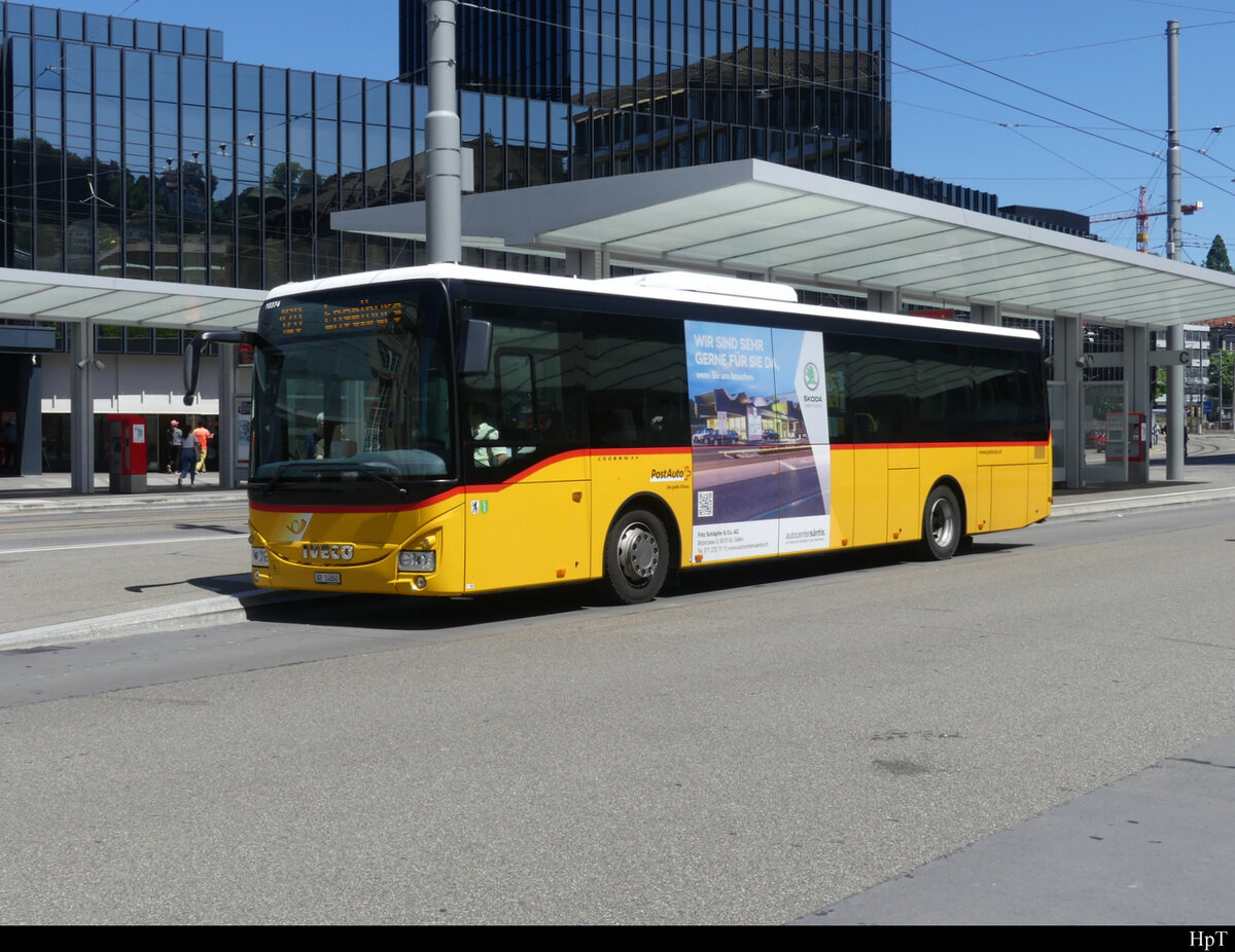Postauto - Iveco Irisbus Crossway AR 14860 in St. Gallen am 12.06.2022