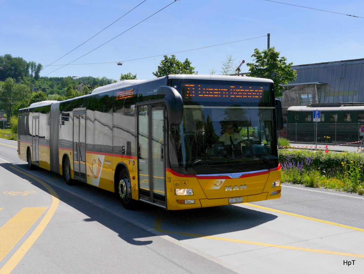 Postauto - MAN Lion`s City  LU  15071 unterwegs in der Stadt Luzern am 21.05.2016
