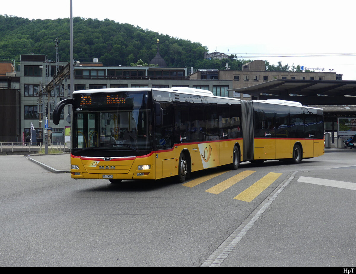 Postauto - MAN Lion`s City AG 479334 unterwegs in Baden am 21.05.2022