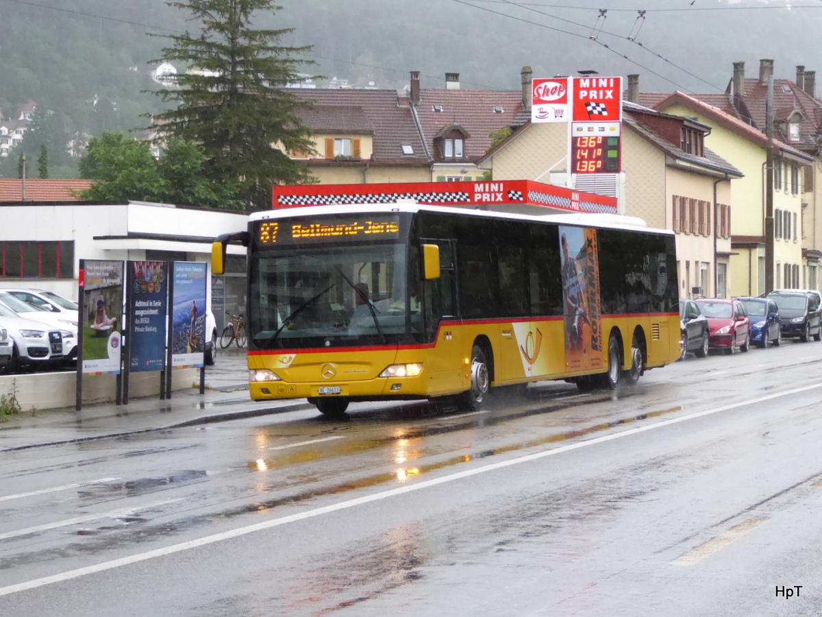 Postauto - Mercedes Citaro BE 26613 unterwegs auf der Linie 87 in den Strassen von der Stadt Biel am 11.06.2016