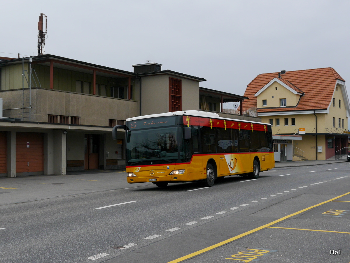 Postauto - Mercedes Citaro  BE  653386 unterwegs in Spiez am 25.02.2018