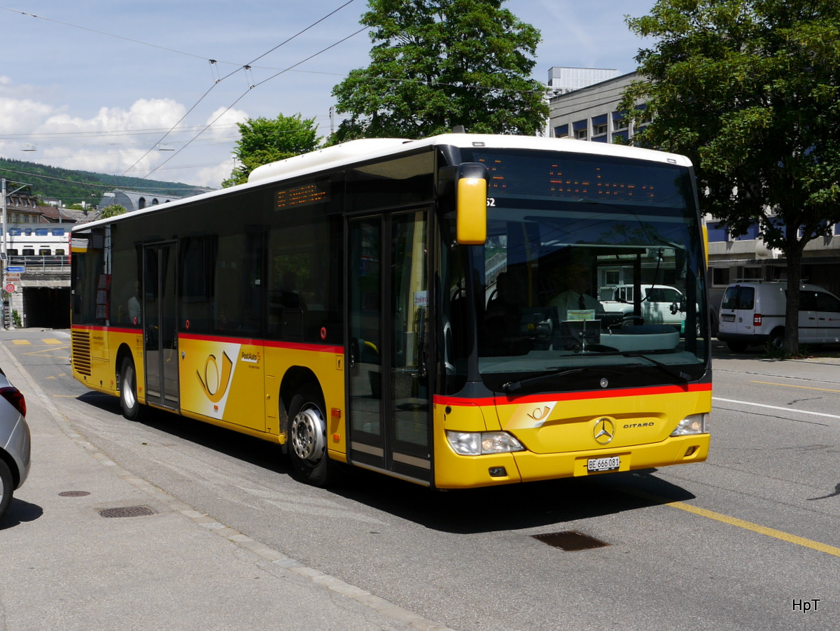 Postauto - Mercedes Citaro  BE  666081 unterwegs in der Stad Biel am 12.05.2018