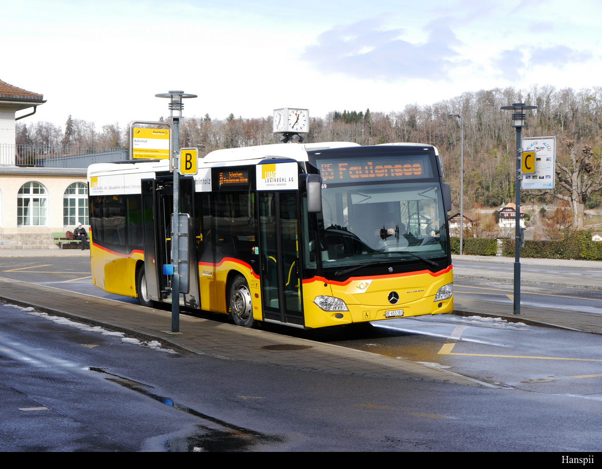 Postauto - Mercedes Citaro  BE  653383 in Spiez am 09.02.2019