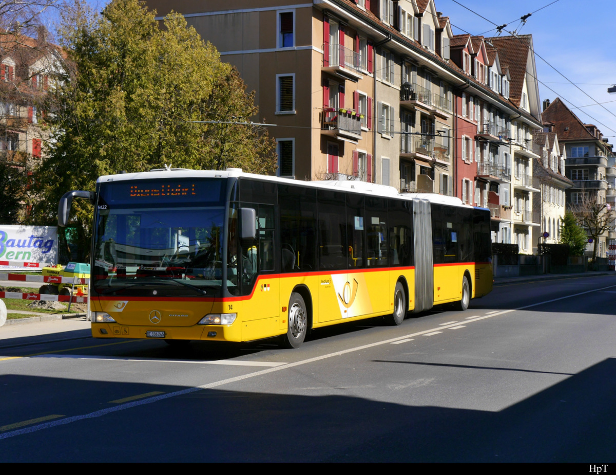 Postauto - Mercedes Citaro  BE 336245 unterwegs auf Dienstfahrt in der Stadt Bern am 16.03.2019
